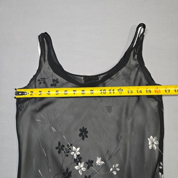 Vintage 90s Black Floral Slip Dress Fairycore Romantic Grunge Size 8 - Picture 3 of 4